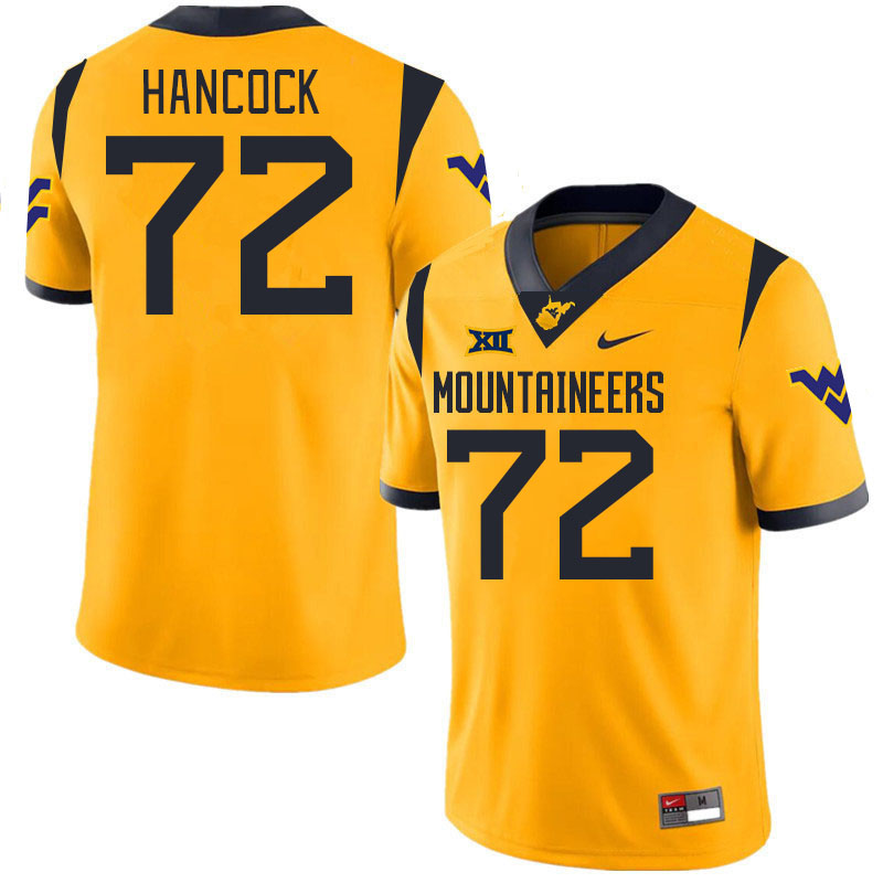 Men #72 Wesley Hancock West Virginia Mountaineers College 2024 New Uniforms Football Jerseys Stitche